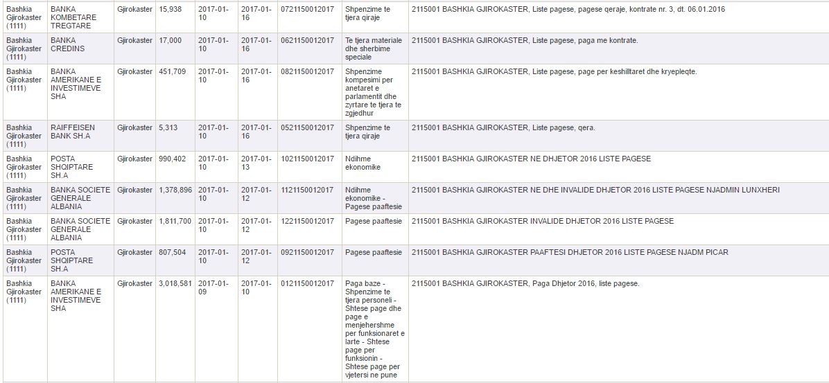 Si i shpenzoi Bashkia Gjirokastër 142 milionë lekë gjatë muajit Janar 2017 (Tabelat)