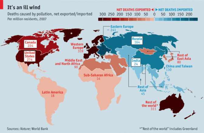 Shqipëria në zonën e vendeve që importojnë vdekje nga ndotja (Harta)
