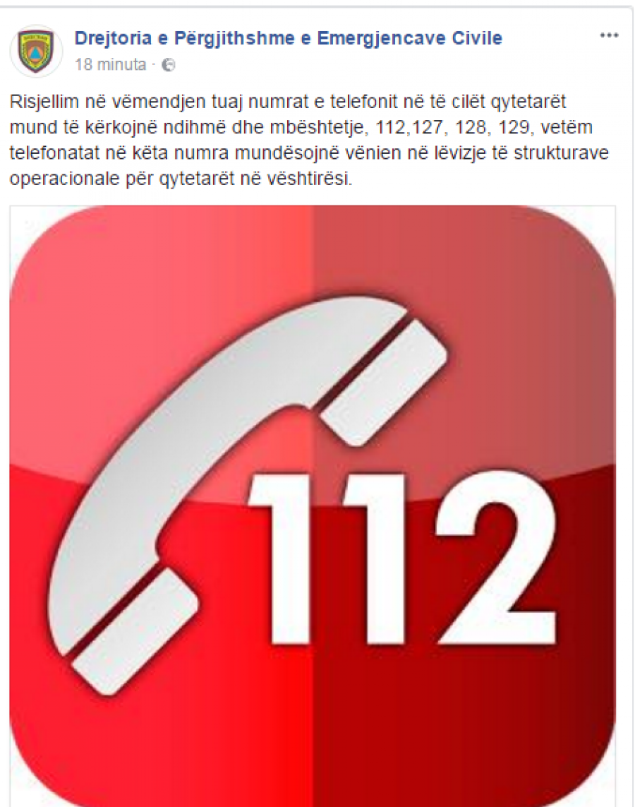 Emergjenca: Telefononi vetëm në këta numra që t’ju vijë ndihma: 112, 127, 128 dhe 129