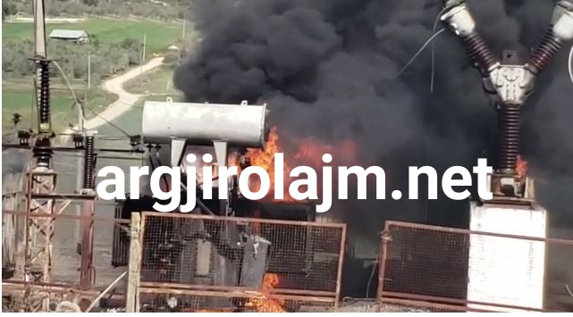 Zjarr i madh në Tepelenë, shihni si digjet nënstacioni elektrik i Krahësit (VIDEO)