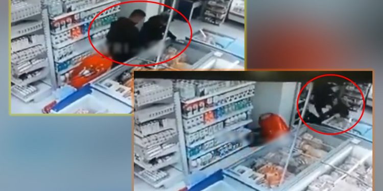 Paniku nga tërmeti, burri shtyn gruan në supermarket dhe ia fut vrapit (VIDEO)