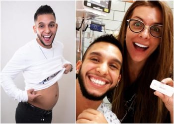 Çift i pazakontë! Burri është shtatzënë në muajin e 8-të