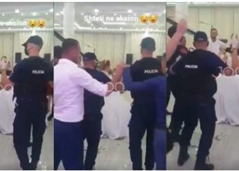 Shteti në festë, policët në dasëm duke kërcyer me çiftin (VIDEO)