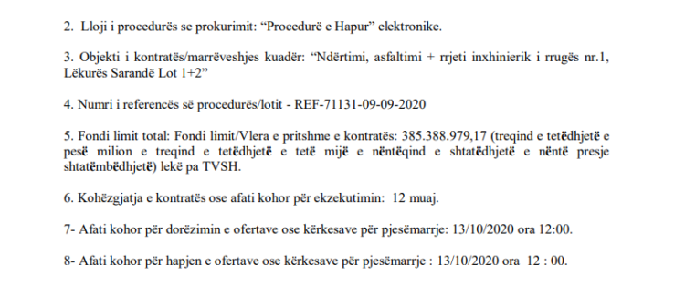 Saranda merr një tjetër investim, tender 385 milionë lekë për një rrugë