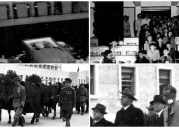 Dalin fotot e rralla/ Kur Enver Hoxha dhe udhëheqja e lartë komuniste, bënin homazhe dhe merrnin pjesë në ceremoninë mortore të Nako Spiros