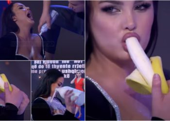 Nga derdhja e qumështit mbi gjoks te ngrënia e bananes, Franceska Jaçe i “tërbon” të gjithë me lëvizjet provokuese