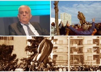 Gazetari rrëfen rrëzimin e bustit të Enverit: Nexhmije Hoxha ishte fshehur në Dajt nga frika, Hekuran Isai tentoi të ulej me helikopter mbi turmën