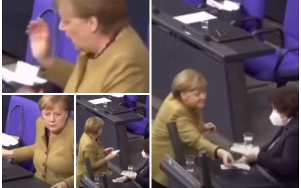 Merkel harron maskën në foltore, reagimi i saj bën xhiron e rrjetit (VIDEO)