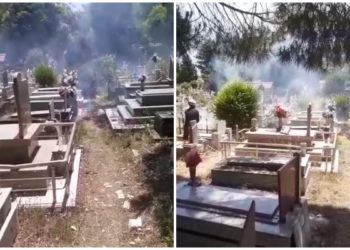 Bie zjarr në varrezat publike të Gjirokastrës