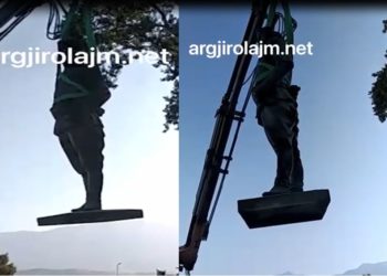 Gjirokastër, Çerçiz Topullit i “hedhin litarin”, shtatorja zhvendoset nga sheshi pas 97 vitesh (VIDEO)