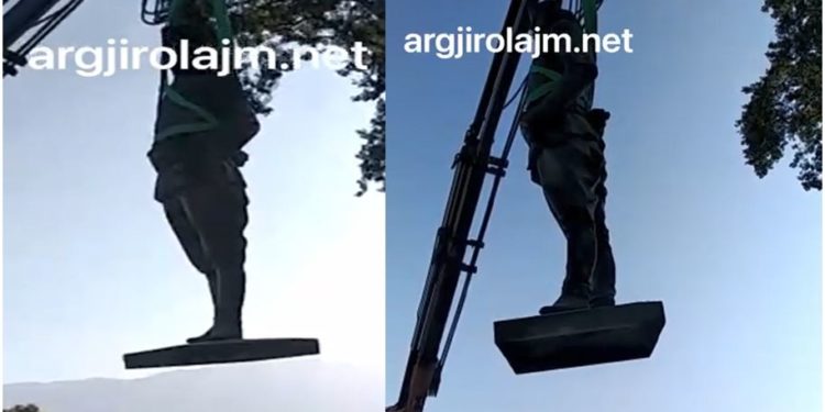 Gjirokastër, Çerçiz Topullit i “hedhin litarin”, shtatorja zhvendoset nga sheshi pas 97 vitesh (VIDEO)