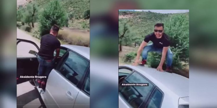 Hipi mbi makinë për të bërë video për TikTok, e pëson i riu nga Tepelena (VIDEO)