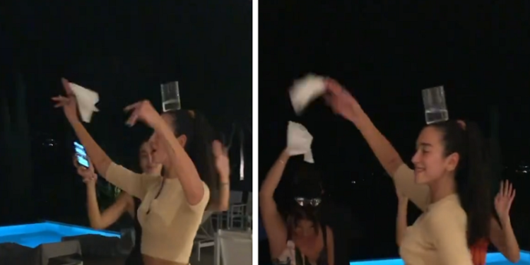 Dua Lipa ndez atmosferën, kërcen me gotën e rakisë në kokë (VIDEO)