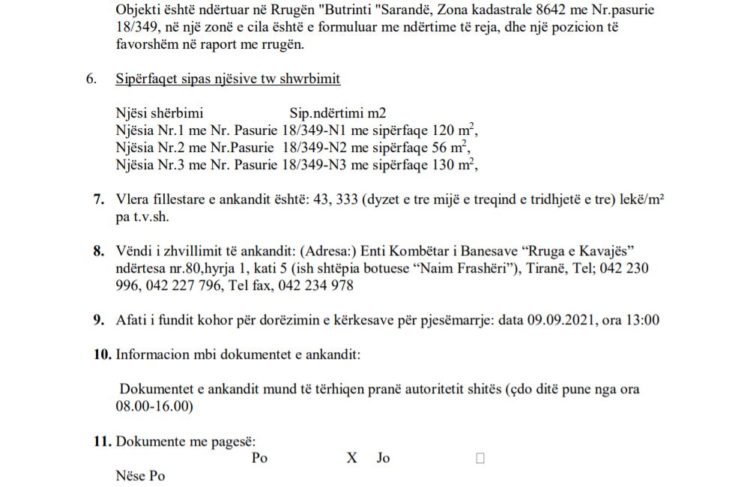 Dalin në ankand tre prona shtetërore në Sarandë (Detajet)