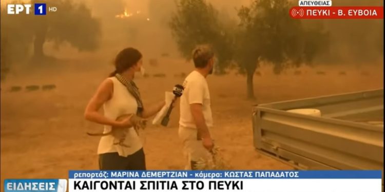 VIDEO/ Gazetarja greke shpëton macen nga zjarri gjatë transmetimit live