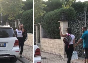 Bashkëshortja e Adriatik Llallës nuk përmbahet, u tregon gishtin e mesit gazetarëve