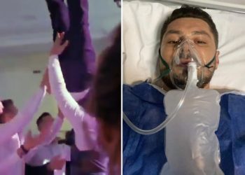 Dhëndri thyen shtyllën kurrizore, shokët e hodhën në ajër por s’mundën ta kapnin (VIDEO)