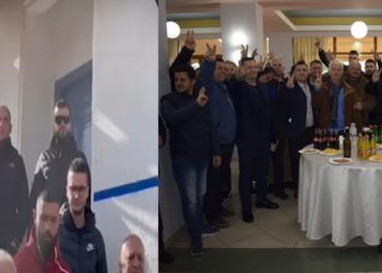 Festa e PD Sarandë, mbështetësit e Berishës nuk lejohen të futen në seli, mbështetësit e Bashës pijnë birra në lokal (FOTO)