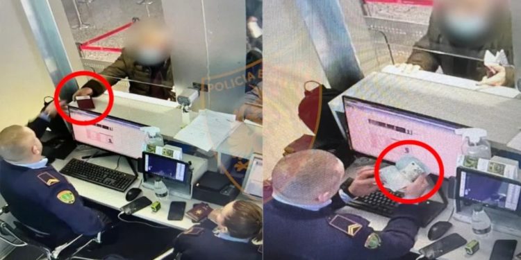 Korrupsioni në kufi/ Udhëtari i fut 20 euro policit brenda pasaportës, kamerat e sigurisë fiksojnë gjithçka