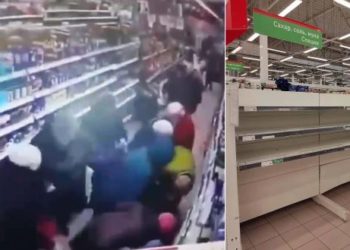 Rusët rrihen për sheqer në supermarket (VIDEO)