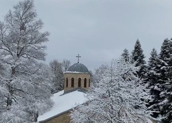 Pamje fantastike, Dardha mbulohet nga dëbora (VIDEO)
