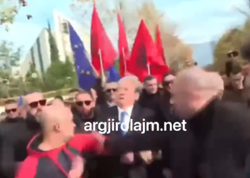 Momenti kur goditet me grusht Sali Berisha (VIDEO)
