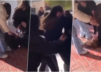Pamje të rënda nga brenda shkollës, vajzat shkelojmë njëra-tjetrën dhe kapen për flokësh (VIDEO)