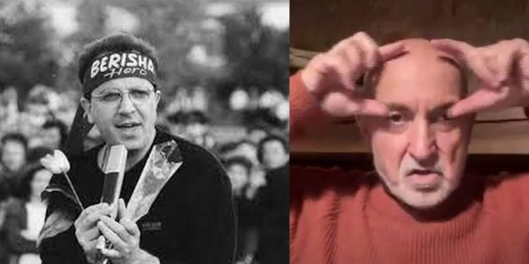 Ftesa për Ramën në 31 dhjetor, Lubonja i tregon Ardit Gjebresë shaminë me mbishkrimin “Berisha hero” (VIDEO)