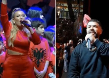 Shqiptarët presin me brohorima Ramën në Athinë, Noizy dhe Era Rusi ndezin stadiumin ‘Galatsi’ (VIDEO)