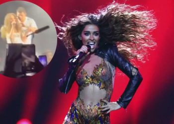 Skandali në Greqi/ Djali i pronarit të Olympiacos ngacmon në skenë këngëtaren shqiptare, Eleni Foureira. Mediat greke heshtin për dhunën dhe nuk guxojnë t’i përmendin emrin miliarderit grek (VIDEO)