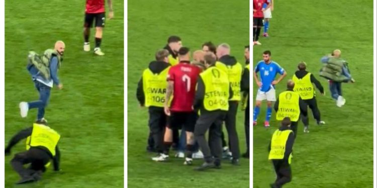 Nuk u pa në ekran, momenti kur tifozi shqiptar futet në fushën e lojës (VIDEO)