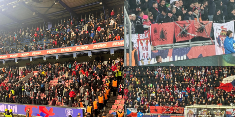 Skandali me përdhosjen e flamurit, tifozët shqiptarë përleshen me çekët në tribunë (VIDEO)