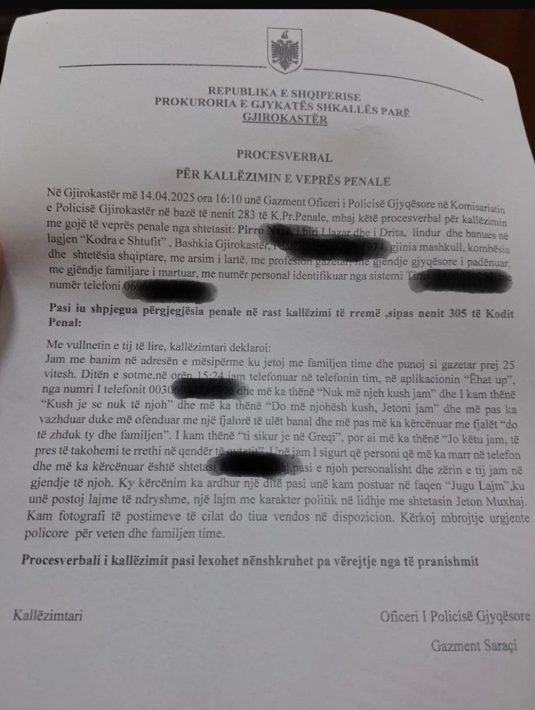 Tritan Shehu: Njerëzit e lidhur me fushatën e PS kanë kërcënuar gazetarin P.N