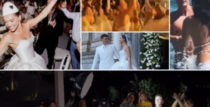 VIDEO/ Me plis në kokë, “shqiponjë” dhe valle shqiptare! Futbollisti i Interit e “djeg” në dasmën përrallore me modelen shqiptare