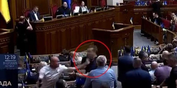 Plas grushti në parlamentin ukrainas, “harrojnë” luftën (Video)