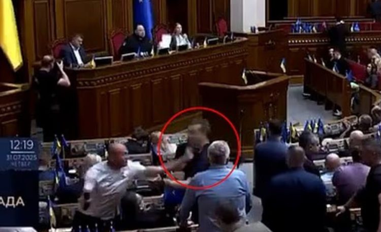 Plas grushti në parlamentin ukrainas, “harrojnë” luftën (Video)