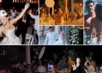 VIDEO/ Me plis në kokë, “shqiponjë” dhe valle shqiptare! Futbollisti i Interit e “djeg” në dasmën përrallore me modelen shqiptare