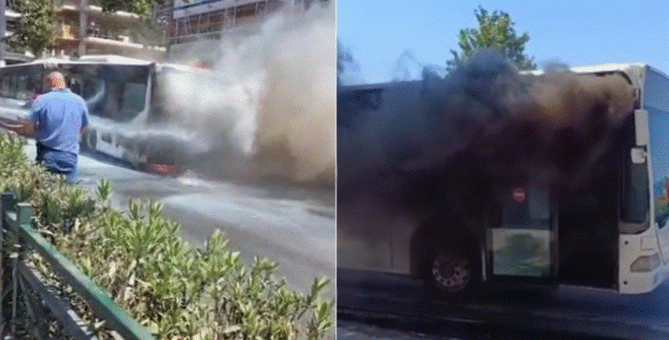 Urbani i Kamzës merr flakë në ecje në ‘Bulevardin Blu’, s’ka të lënduar! Pasagjerët dhe shoferi dolën në kohë