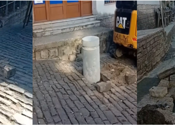 Zgjerohet zona pedonale në Gjirokastër, pistonat në kalldrëm për të penguar parkimin e makinave ngjallin debat