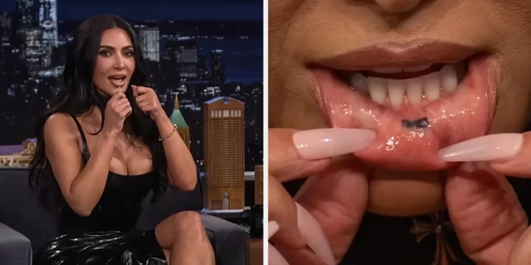 Kim Kardashian thyen rregullin personal: bën një tatuazh të fshehur në buzë