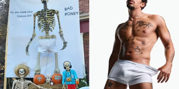 Tifozja e Bad Bunny-it bën viral Halloween-in “Bad Boney” me skelet 3.5-metërsh që nderon momentet ikonike të artistit