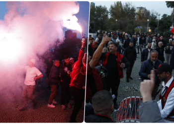 FOTO/ Koha për të festuar, “sundojnë” ngjyrat kuqezi, tifozët e “djegin” para Anglisë