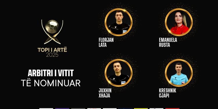 Mbrëmja Gala “Topi i Artë 2025/ “Arbitri i Vitit”, këta janë 4 emrat e nominuar për këtë edicion
