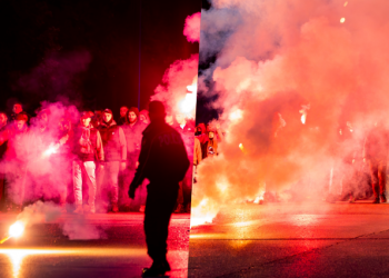 FOTO/ “Ndizet” kryeqyteti, tifozët e Partizanit dhurojnë show në rrugë