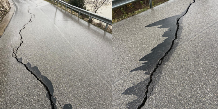 Pamje të frikshme, shihni si është çarë rruga Përmet–Çarçovë (FOTO)