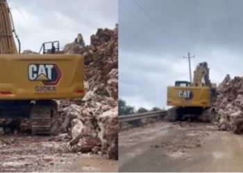 Shembet një tjetër rrugë, masivi i gurëve bllokon aksin drejt Dhërmiut