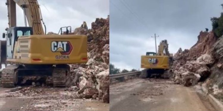 Shembet një tjetër rrugë, masivi i gurëve bllokon aksin drejt Dhërmiut