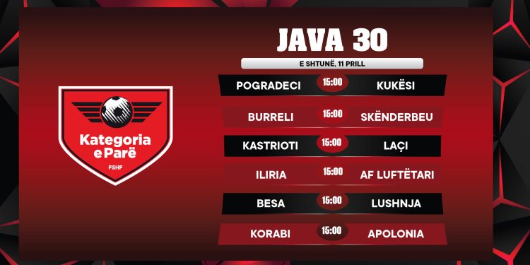 Kategoria e Parë/ Java e 30-të luhet të shtunën në orën 15:00