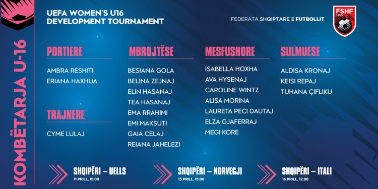 Shqipëria U-16 në fushë për turneun “UEFA Development”, trajnerja Cyme Lulaj publikon listën