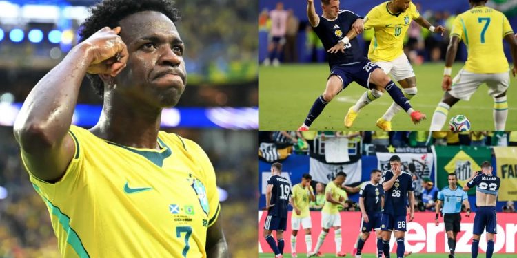 Një Brazil fantastik, Vinicius dhuron show ndaj Skocisë, kualifikohet si kokë grupi